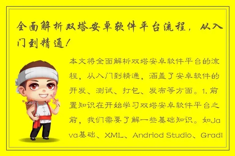全面解析双塔安卓软件平台流程，从入门到精通！