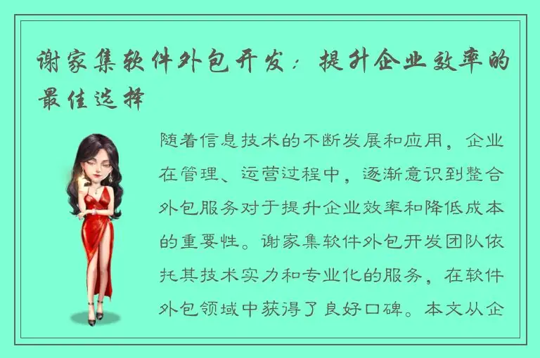 谢家集软件外包开发：提升企业效率的最佳选择