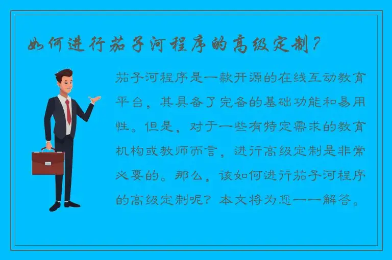 如何进行茄子河程序的高级定制？