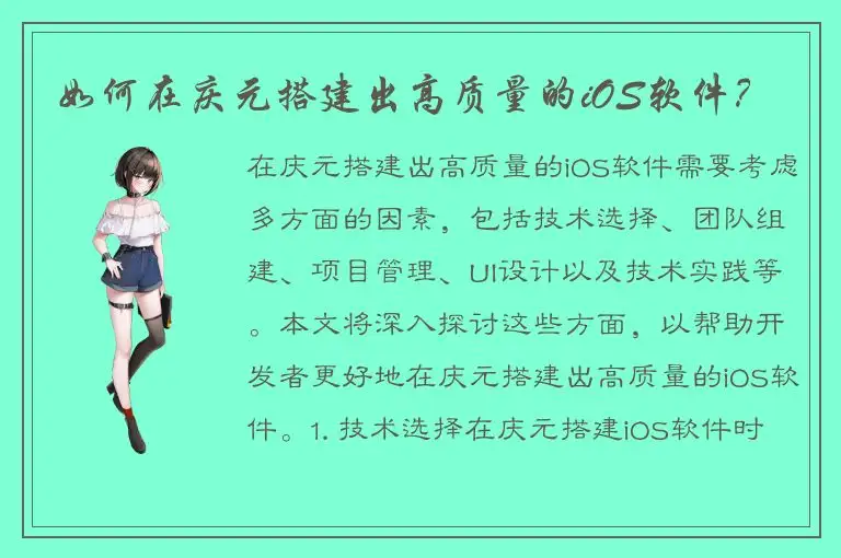 如何在庆元搭建出高质量的iOS软件？