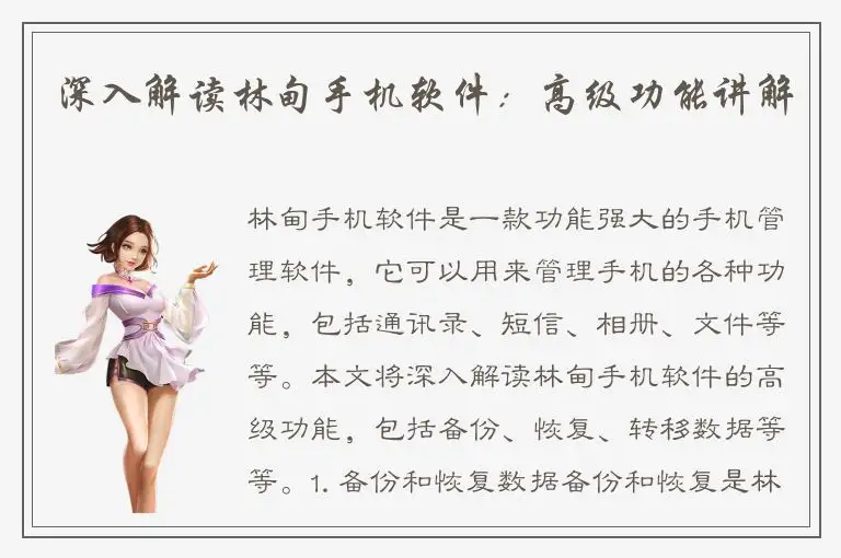 深入解读林甸手机软件：高级功能讲解