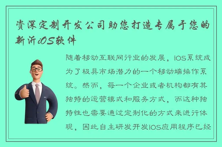 资深定制开发公司助您打造专属于您的新沂iOS软件