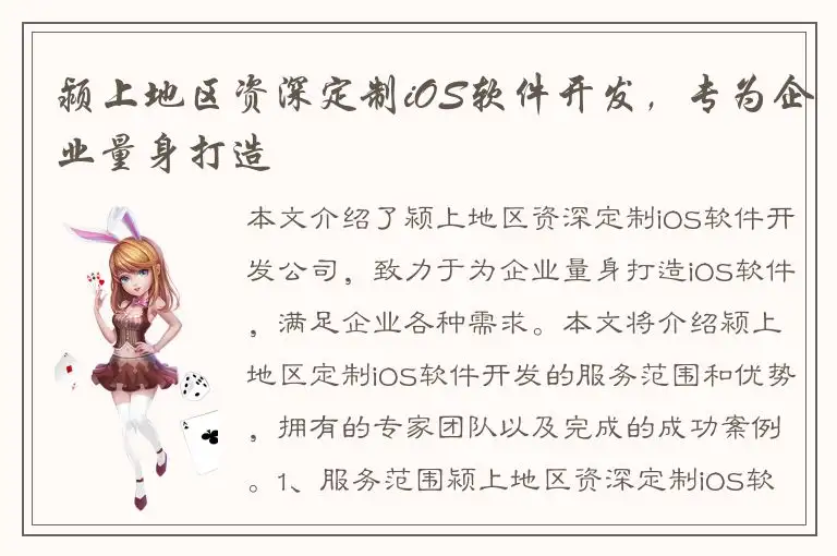 颍上地区资深定制iOS软件开发，专为企业量身打造