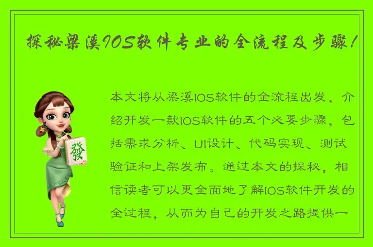 探秘梁溪IOS软件专业的全流程及步骤！