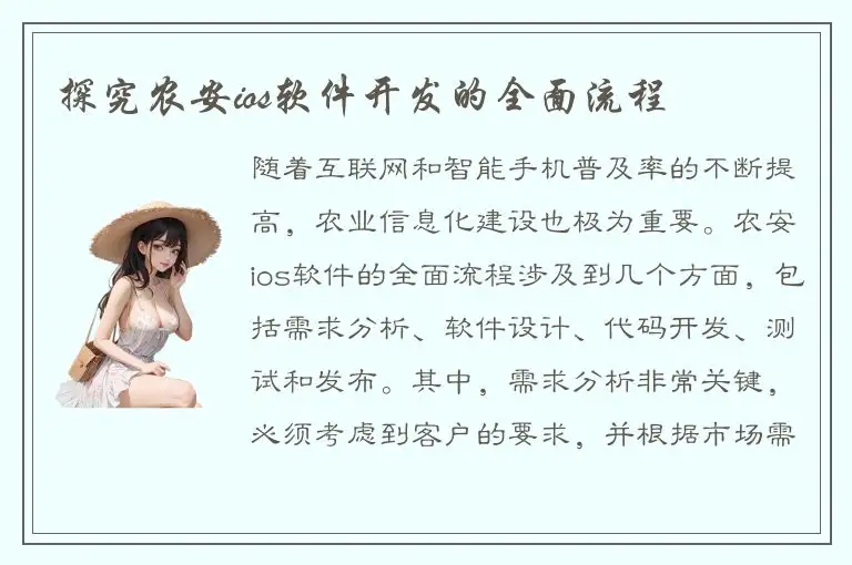 探究农安ios软件开发的全面流程
