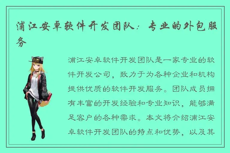 浦江安卓软件开发团队：专业的外包服务