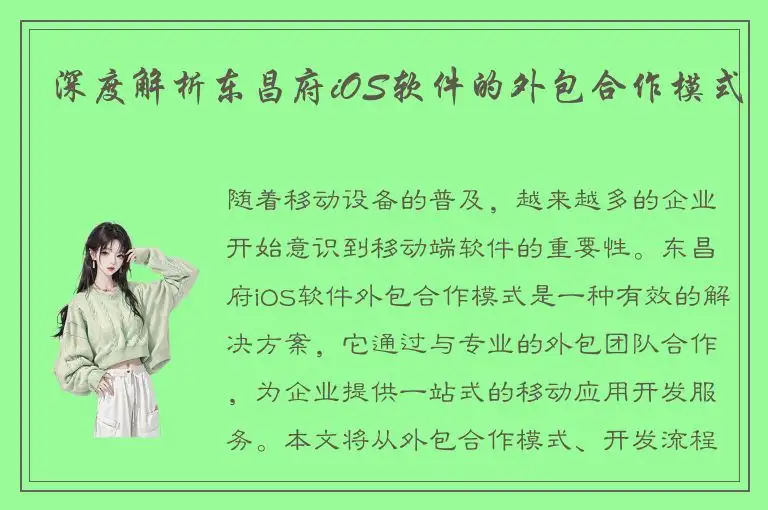 深度解析东昌府iOS软件的外包合作模式