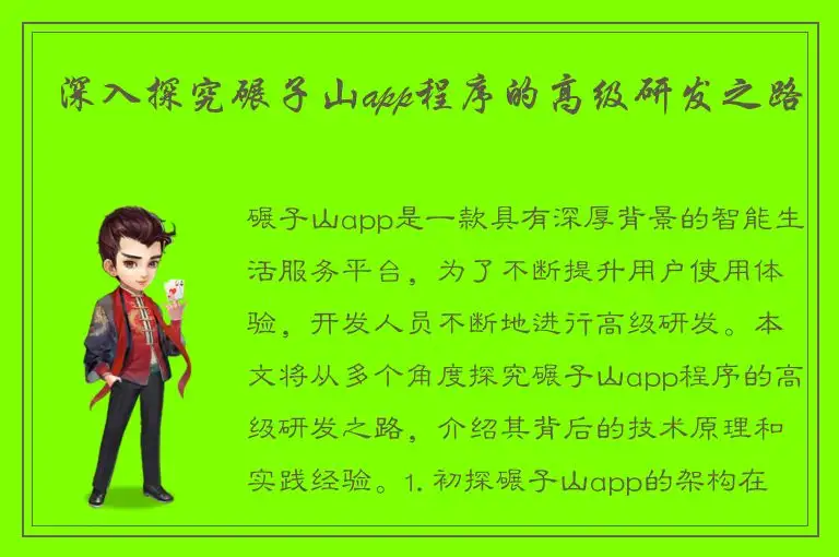 深入探究碾子山app程序的高级研发之路