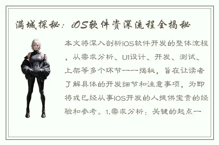 满城探秘：iOS软件资深流程全揭秘