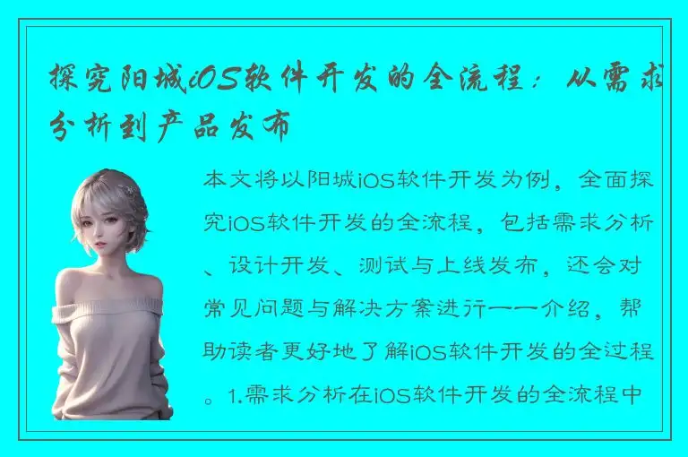 探究阳城iOS软件开发的全流程：从需求分析到产品发布