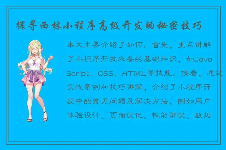 探寻西林小程序高级开发的秘密技巧
