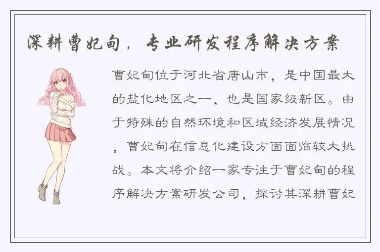 深耕曹妃甸，专业研发程序解决方案