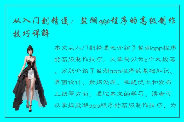 从入门到精通：盐湖app程序的高级制作技巧详解