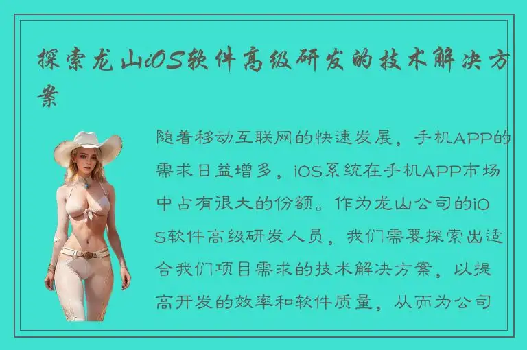 探索龙山iOS软件高级研发的技术解决方案