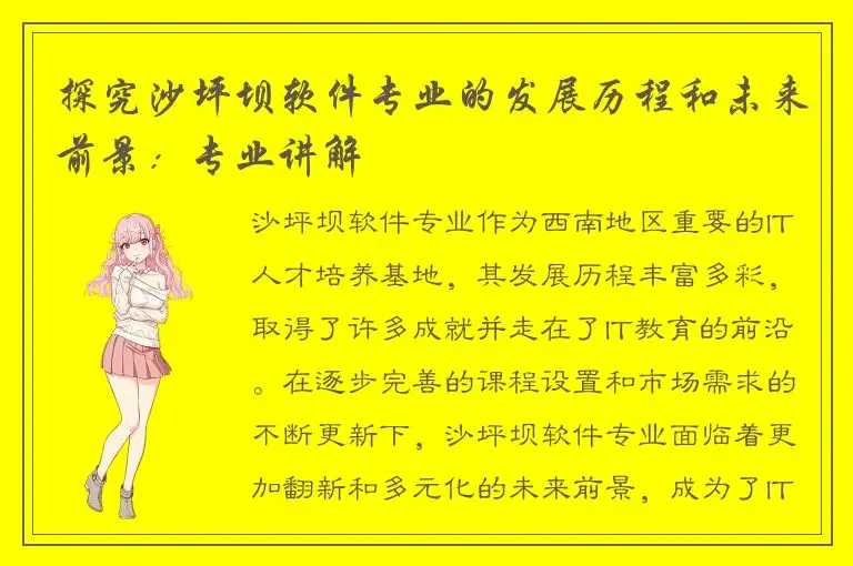 探究沙坪坝软件专业的发展历程和未来前景：专业讲解
