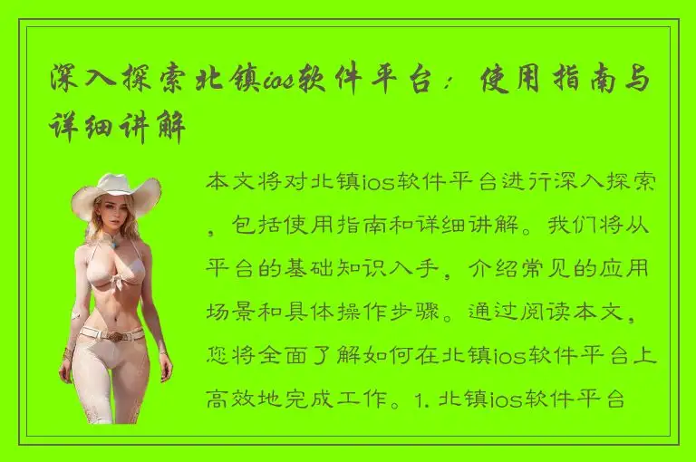 深入探索北镇ios软件平台：使用指南与详细讲解