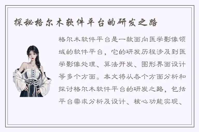 探秘格尔木软件平台的研发之路