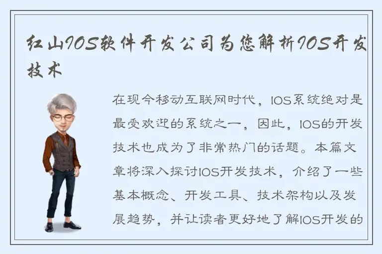 红山IOS软件开发公司为您解析IOS开发技术