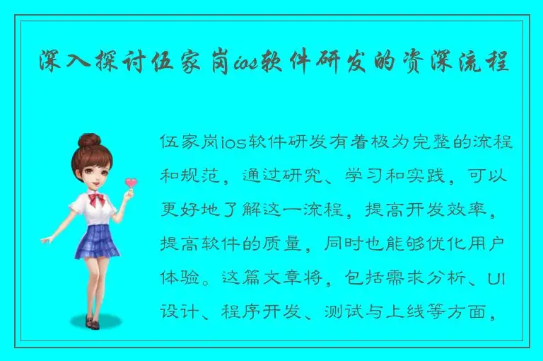 深入探讨伍家岗ios软件研发的资深流程