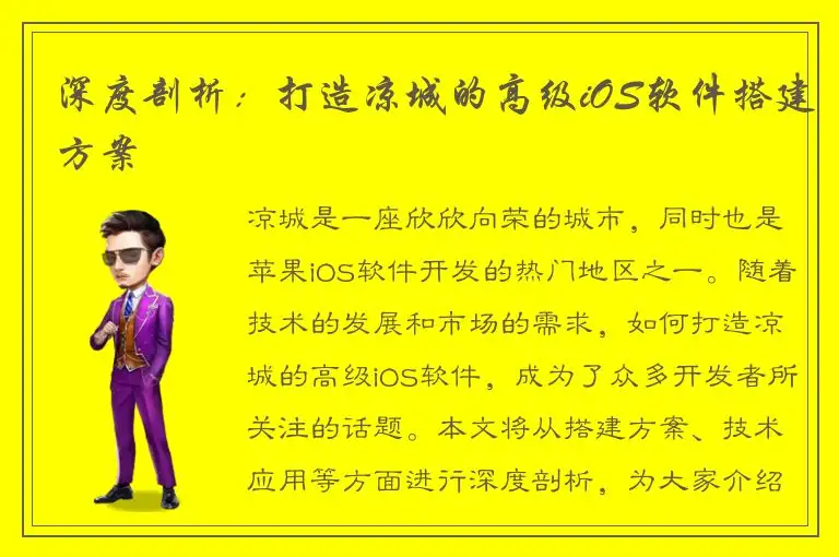 深度剖析：打造凉城的高级iOS软件搭建方案