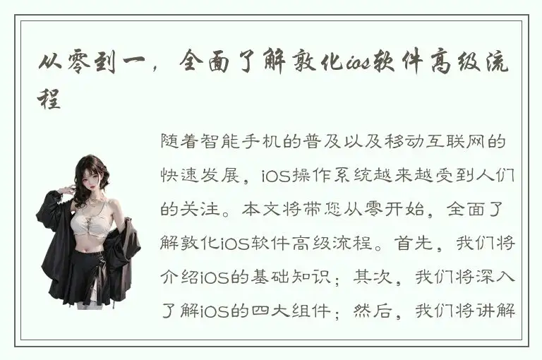 从零到一，全面了解敦化ios软件高级流程