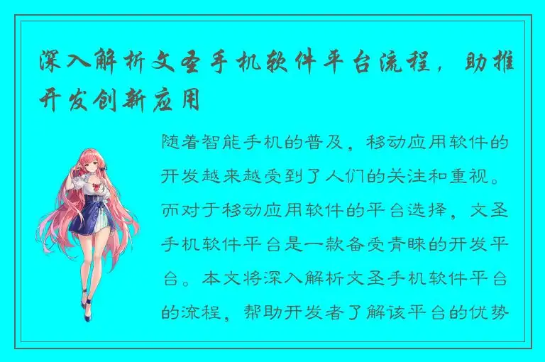 深入解析文圣手机软件平台流程，助推开发创新应用