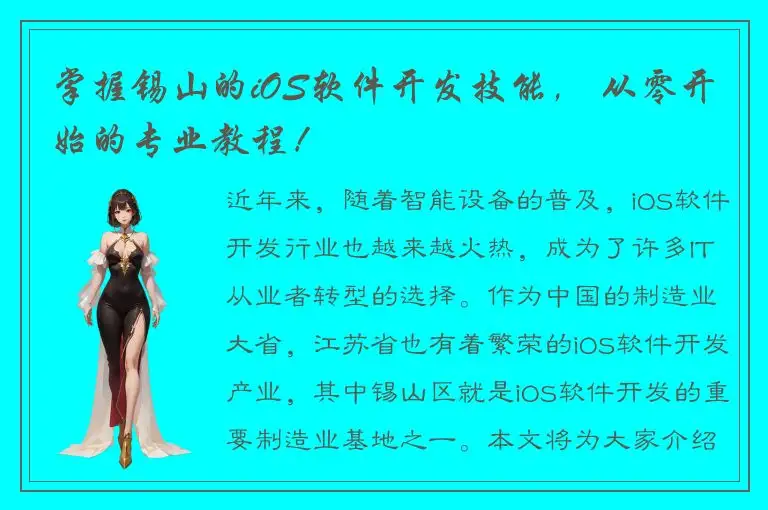 掌握锡山的iOS软件开发技能， 从零开始的专业教程！