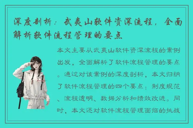 深度剖析：武夷山软件资深流程，全面解析软件流程管理的要点