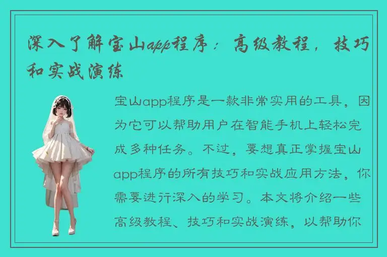 深入了解宝山app程序：高级教程，技巧和实战演练