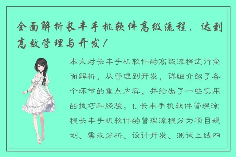全面解析长丰手机软件高级流程，达到高效管理与开发！