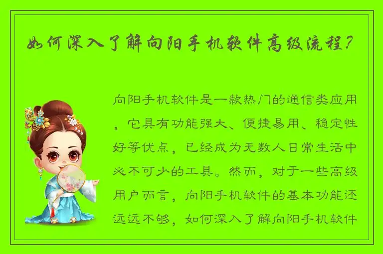 如何深入了解向阳手机软件高级流程？