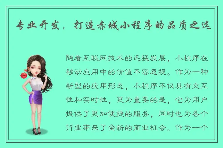 专业开发，打造赤城小程序的品质之选