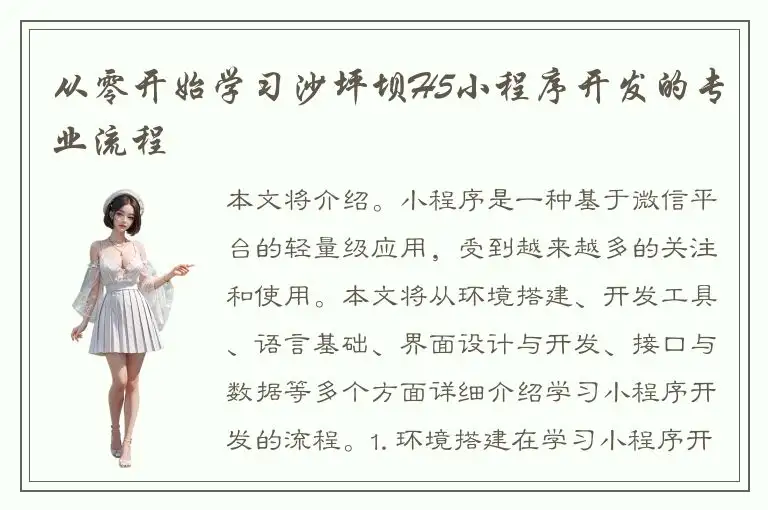 从零开始学习沙坪坝H5小程序开发的专业流程