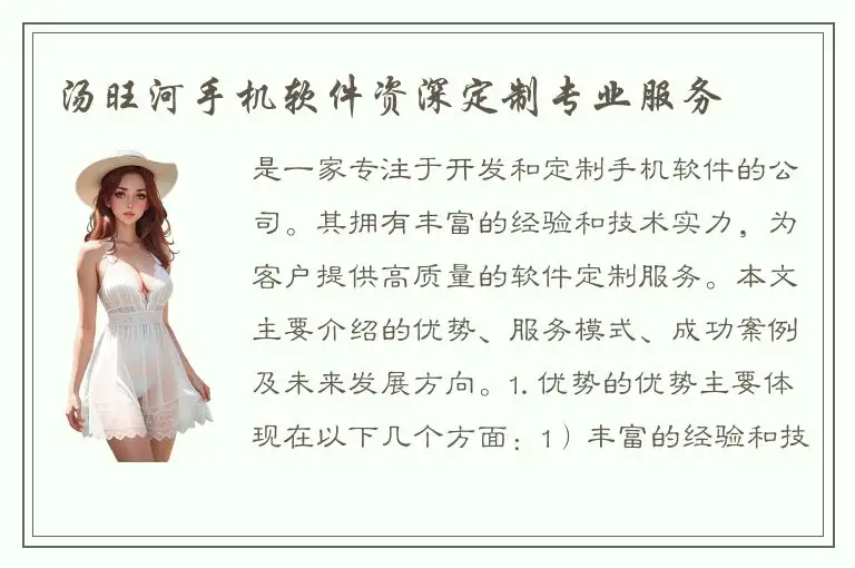 汤旺河手机软件资深定制专业服务