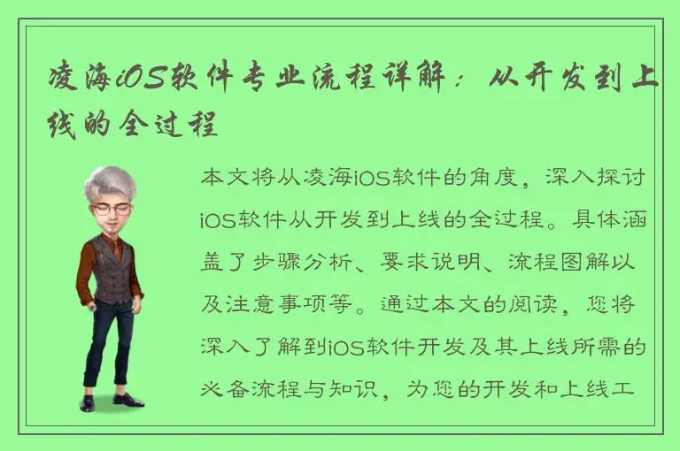 凌海iOS软件专业流程详解：从开发到上线的全过程