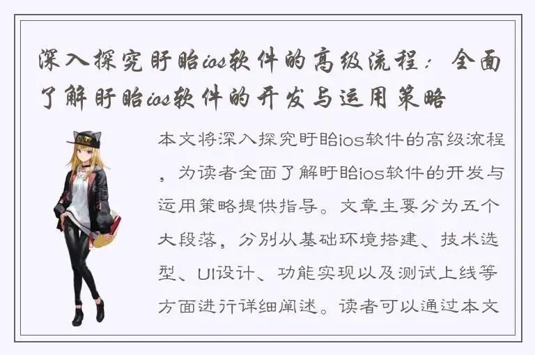 深入探究盱眙ios软件的高级流程：全面了解盱眙ios软件的开发与运用策略