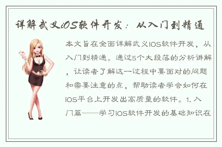 详解武义iOS软件开发：从入门到精通