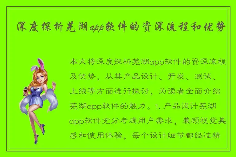深度探析芜湖app软件的资深流程和优势