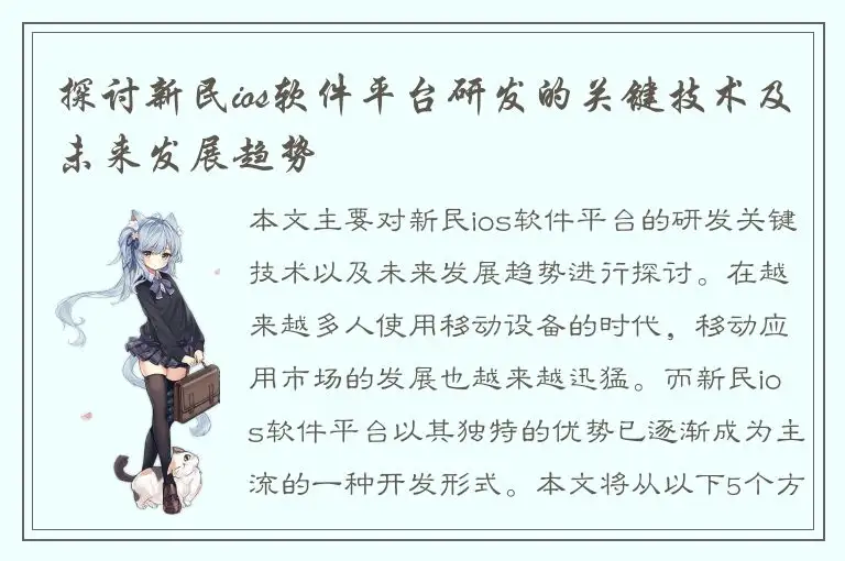 探讨新民ios软件平台研发的关键技术及未来发展趋势