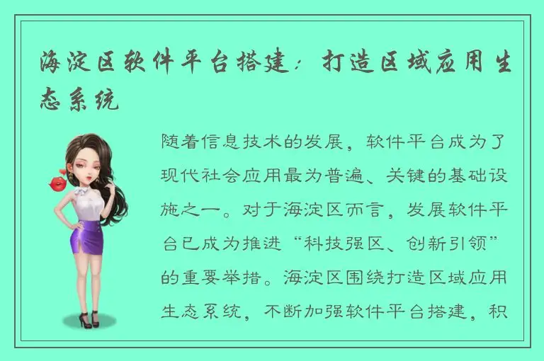 海淀区软件平台搭建：打造区域应用生态系统