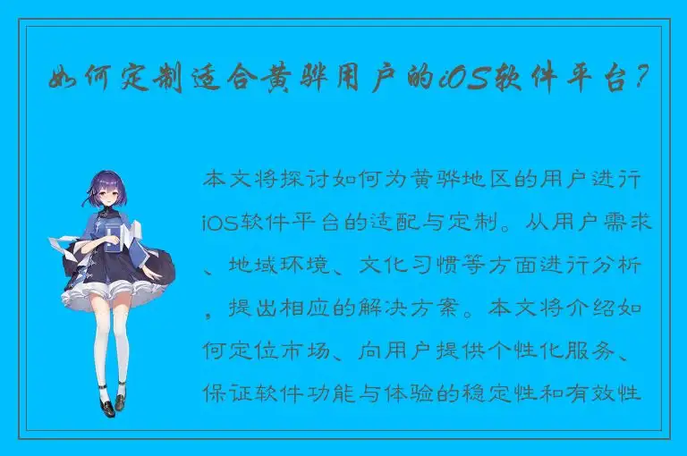 如何定制适合黄骅用户的iOS软件平台？