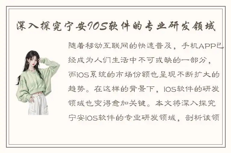 深入探究宁安IOS软件的专业研发领域