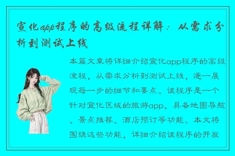 宣化app程序的高级流程详解：从需求分析到测试上线
