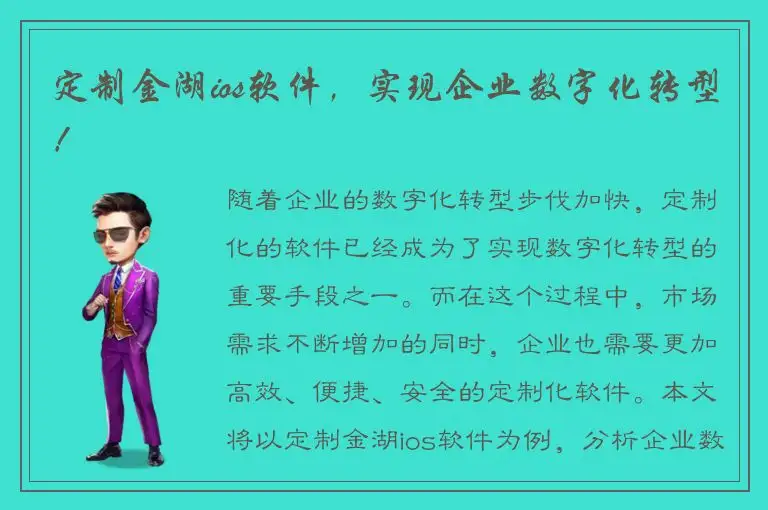 定制金湖ios软件，实现企业数字化转型！