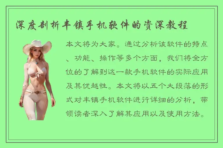 深度剖析丰镇手机软件的资深教程