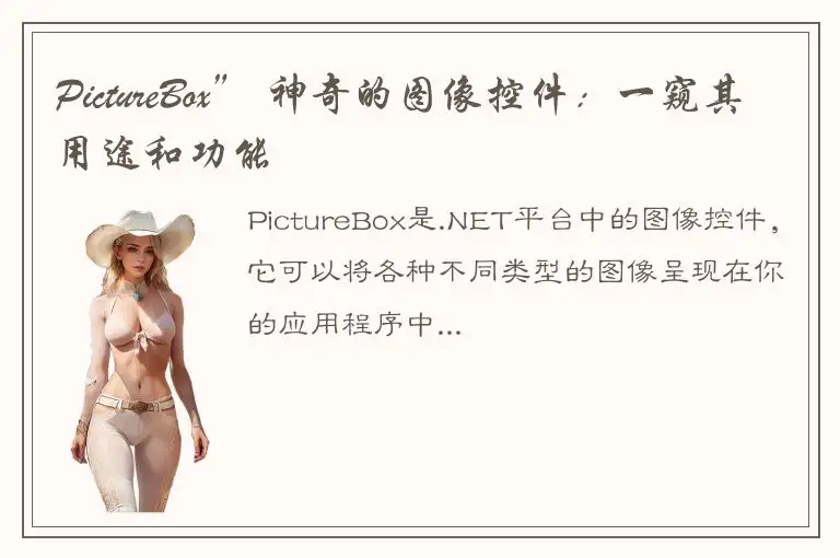 PictureBox” 神奇的图像控件：一窥其用途和功能