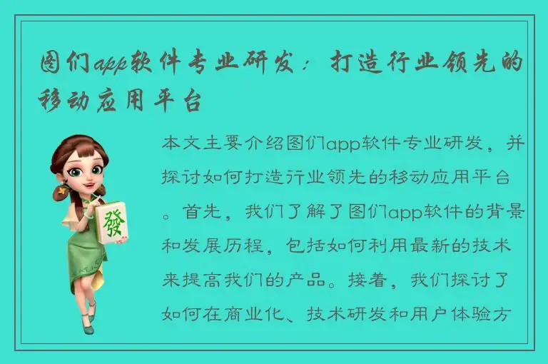 图们app软件专业研发：打造行业领先的移动应用平台