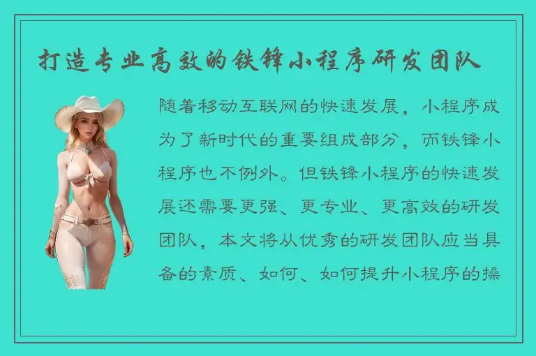 打造专业高效的铁锋小程序研发团队