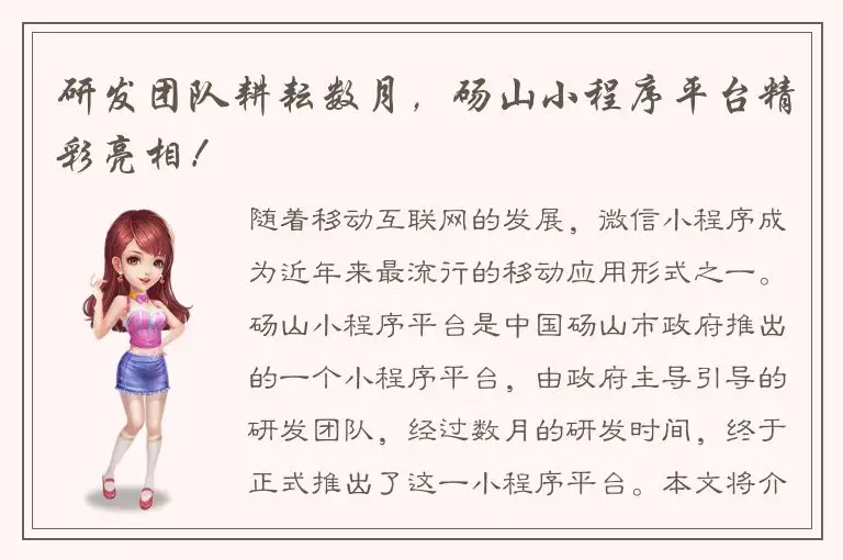 研发团队耕耘数月，砀山小程序平台精彩亮相！