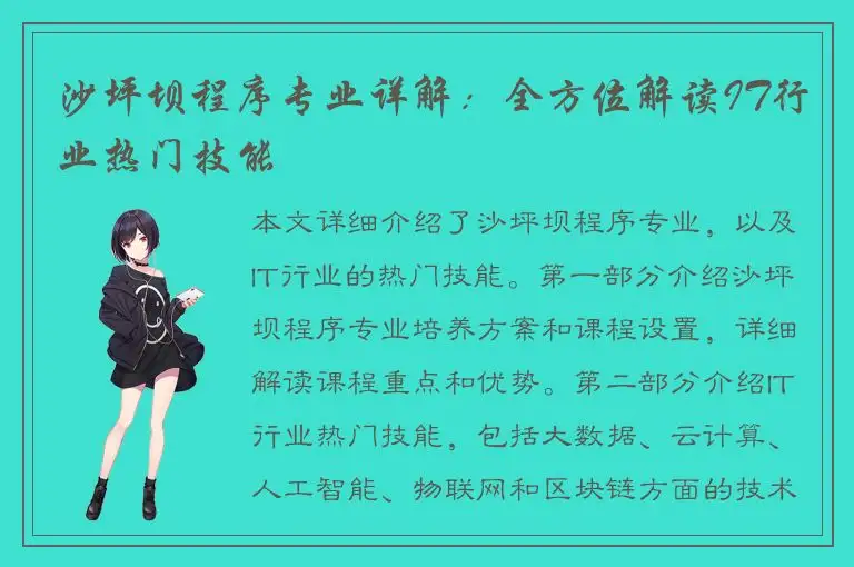 沙坪坝程序专业详解：全方位解读IT行业热门技能